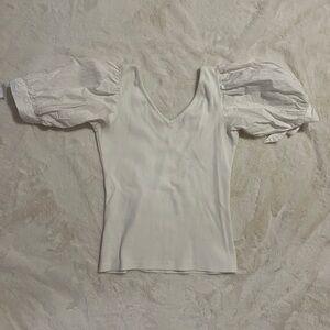 Anthropologie Cream Puff Sleeve Blouse